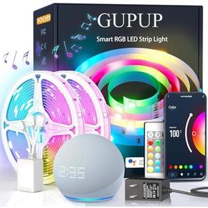 GUPUP WiFi Led Lights 50 ft, Smart App Controlled Led Strip Lights, Compatible with Alexa and Google Assistant Devices, Voice Control,Music Sync,Color Changing Tape Lighting