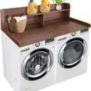 Royxen Laundry Countertop with 2-Tier Shelf Universal Fit, Washer and Dryer Countertop with Storage Space, Shelf Height 11.5 Inches, Solid Wood Core, Walnut, 54 inches x 11.5 inches x 27.5 inches