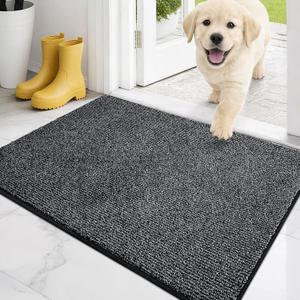 PURRUGS Dirt Trapping Door Mat 20" x 31.5", Non-Slip Machine Washable Entry Rug, Entrance Mat, Indoor Front Door Mat, Super Absorbent Entryway Rug for Muddy Shoes & Paws, Heathered Charcoal