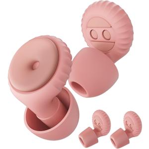 BNU Ear Plugs for Concerts, 2 Pairs 25-35dB Noise Cancelling Earplugs for Work, Motorcycle Reusable High Fidelity Noise Reduction Ear Plugs with 6 Pair Silicon and Memory Foam Tips in S/M/L, Pink