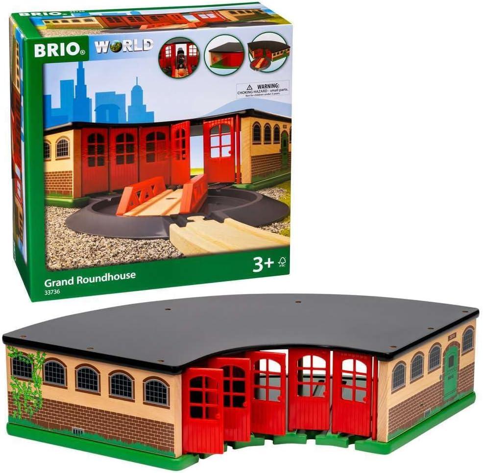 BRIO World - 33736 Grand Roundhouse - Ultimate Train Set Accessory - Accommodates 5 Trains - Rotating Switch Turntable - Compatible with All BRIO Railway Toys - Perfect for Kids Ages 3+, One Size