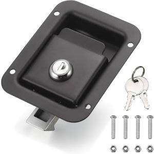 Black Truck Tool Box Lock Replacement kit, 304 Stainless Steel Locking Paddle Latch, Truck Bed Toolbox Handle, Trailer Door, RV, Camper, Storage Box, 4.7" L x 3.62" W with keys