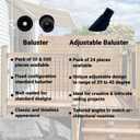 FENCE & DECK RITE Baluster Connectors for 3/4" Metal Balusters, Made with Black Polypropylene 3/4" for Stairs & Decks (Black Polypropylene, Adjustable Baluster Connector (24))