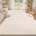 Sour Lemon Area Rugs 9x12 Living Room Bedroom, White Rug Large Carpet | Machine Washable Area Rug Fluffy Nursery Rug Modern Geometric, Soft Non Slip Carpets for Playroom Kids Room Dorm Home Decor