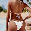 Zuvebamyo Women's Two Piece Bikini Sets Sexy Halter Ring Swimsuit Triangle String Cheeky Bathing Suit (M)