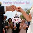 2 x Valentines Day Gift for Newlyweds  Our Adventure Awaits Wooden Car Ornament, Romantic Keepsake for Wedding Couples, Bridal Shower or First Valentine Engaged (Pink)