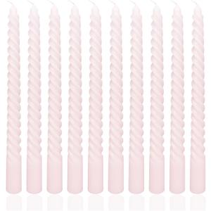 10 Inch 10 Pack Soft Baby Pink Spiral Taper Candle Set, Dripless Long Burning Time Candlesticks for Dinner Baby Shower Party Brithday Wedding Engagement Party and Home Decor 
