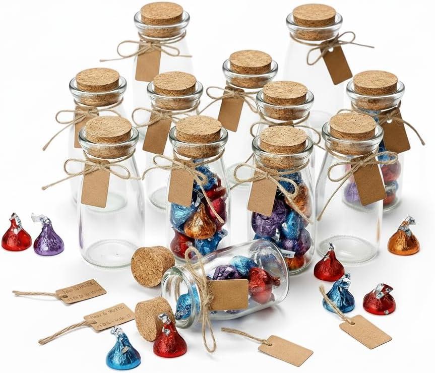 Otis Classic Small Glass Jars with Lids  Set of 12 Mini Glass Bottles with Corks for Halloween Decorations Fall Dcor Wedding & Party Favors, Halloween DIY Crafts, Potions, Spices & Candy, 3.4 oz