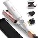 Ukliss Mini Waver Hair Tool Crimper for Women Short Hair 0.4 inch Travel Double Barrel Small S Waver Curling Iron (110-240V) Dual Voltage with 5 Temps, Anti-scalding (White)