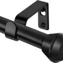 Black Curtain Rod 16 to 30 Inch, HOTOZON Heavy Duty Curtain Rods for Windows, Decorative Single Drapery Rod with Diamond Finials