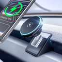 CloudValley Magnetic Qi2 15W Wireless Charger Phone Mount for Tesla Model 3 Highland Model Y Juniper, Strong Grip, 360 Adjustable, Dashboard Car Charger Holder 2025, Design for iPhone MagSafe 17-12