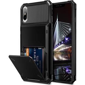 Vofolen Case for iPhone Xs Max Case Wallet ID Slot Credit Card Holder Scratch Resistant Dual Layer Protective Bumper Rugged TPU Rubber Armor Hard Shell Case Cover for iPhone Xs Max 10S Max (Black)