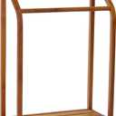 AquaTeak The Original 34" Sula Teak Free Standing Towel Rack - 3 Tier Hand Towel Holder with Storage Shelf for Bathroom - Durable Water Resistant Shower Organizer & Drying Rack, Non-Slip Rubber Feet