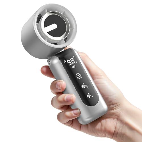AGEYOU Portable Handheld Mini Fan,Speed(1-100) Adjustable Turbo Personal Fan,4000mAh Battery Rechargeable,AI Digital Display,Gifts for Women Men Camping Travel Summer Outdoor