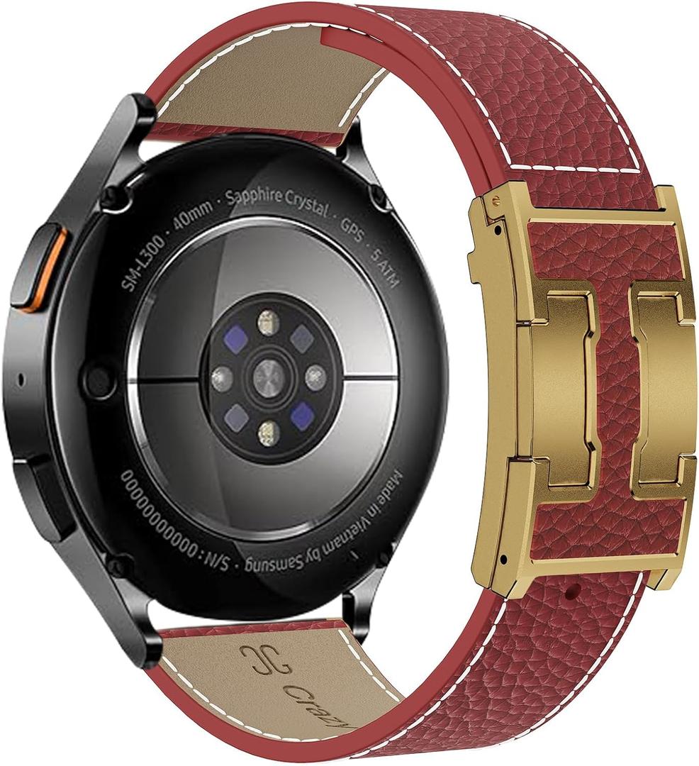 Leather Band Compatible with Galaxy Watch 7 Bands 44mm 40mm,Galaxy Watch 6/5/4/FE/Active 2 40mm 44mm/Watch 6 Classic 43mm 47mm/Watch 5 Pro 45mm/Watch 4 Classic 42mm 46mm,20mm Magnetic Strap for Samsung Watch women men