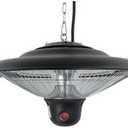 Electric Hanging Patio Heater, Ceiling Mounted, 1500W, 3 Power Settings, Remote Control, Black, Perfect for Garage, Patio, Deck, Gazebo, Backyard