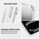 Case for iPad Pro 11 inch Case M5/M4 (2025/2024) with Pencil Holder, 2 in 1 Detachable Trifold Sliding Cover with Clear Hard Back Shell, Supports Pencil Pro Charging, Gray