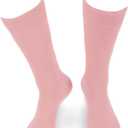 Feraricci Solid Color Casual Dress Socks for Men - Colorful & Comfortable Crew Socks (Pink, L)