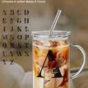 Yekidos Initial Extra Large Glass Drinking Cup With Lid Straw Boss Gifts For Women Cute Customized Mug Gift For Her Iced Glass Tumbler Cup Retirement Gift Must Haves For Women Apartment Essentials