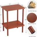 Apicizon 2 Tier End Table, Small Side Table with Solid Wood Legs, Boho Bedside Table with Storage Shelf, Nightstand for Small Spaces, Bedroom, Living Room, Entryway, Easy Assembly, Vintage Brown