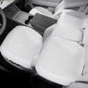 Erivis 3 Pcs Leather Front & Rear Seat Covers for Tesla Model 3/Y 2017‑2023 | Car Accessories, Breathable All-Season Bottom Seat Protectors Cushion, Not fit for 2024‑2026 Model 3/Y