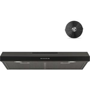 FIREGAS Black Range Hood 30 Inch Under Cabinet, Ducted/Ductless Convertible Kitchen Hood, 300 CFM, 3 Speed Exhaust Fan, Brushless DC Motor, Stove Hood Vents for Kitchen with LED Lights