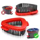 DALIPER 4 Pack Spin Mop Brush for O-Cedar RinseClean 2 Tank System, Mop Attachments Scrub Replacement Heads, Microfiber Triangle Hard Bristle Cleaning Brush Floor Scrubber for Bathroom Kitchen Wall, Red 