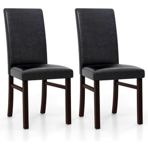 Upholstered Dining Chairs Set of 2 with Solid Rubber Wood Legs