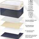 BALEINE 2 Pack Fabric Closet Storage Bins for Shelves, Linen Closet Organizers and Storage, Decorative Baskets for Organizing, Shelf, Clothes, Home, Office (Navy Blue, 12"x8"x8")