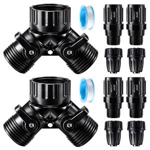 12 Set Drip Irrigation Kit, Included 2 Way Y Water Splitter Connector, 4 Pcs 25 PSI Garden Hose Pressure Regulator and 4 Pcs 1/2 Inch Irrigation Tubing Hose Adapter for Drip Irrigate System