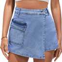 luvamia Mini Skorts for Women Denim Shorts for Women Blue Jean Skort Skorts Summer Trendy Skirts Medium Blue Medium Fits Size 8 Size 10
