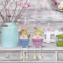 Lulu Home Easter Bunny Figurine, Set of 2 Resin Pot Bunny Shelf Sitters with Dangling Legs, Cute Modern Easter Statue Tabletop Sculpture Centerpieces Decorations