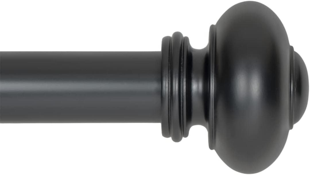 Ivilon Drapery Window Curtain Rod - Knob Design, 1 Inch Rod, 72 to 144 Inch. Black