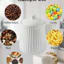 HASENSE Food Storage Containers with Lids, 88 oz Ceramic Food Storage Jar, Airtight Cookie Candy Jar for Coffee Beans, Tea-leave, Sugar, Salt, Flour, Spice, Dog Treat Container, Microwaveable, White