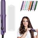 Long-Lasting Portable 2-in-1 Curling Wand and Straightener for Women and Girls, Dual Purpose Styling Tool for All Hair Types and Lengths - Short Hair Friendly (Dark Purple)