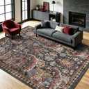 Washable Area Rugs - Perfect for Living Room, Bedroom, Kids Room, Nursery - Stain & Water Resistant Non-Slip, Pet & Child Friendly, Vintage Tribal Area Rugs (Rust, 8' x 10')