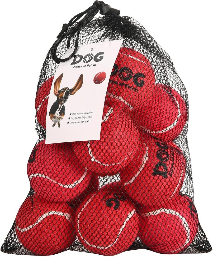 AMA SPORT Tennis Balls for Dogs 12 Pack 2.5" Red Dog Tennis Balls for Puppy Small Medium Dog Toys, Designed for Dogs Floating, Water-Hunting, Fetch, Fun Playing, Daily Exercise, Mid-air Catching
