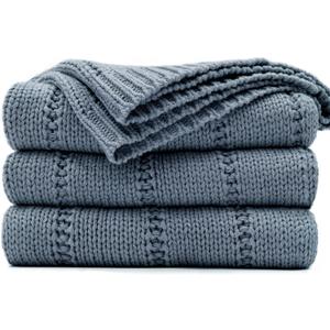 RECYCO Cable Knit Dusty Blue Throw Blanket for Couch, Super Soft Warm Cozy Decorative Knitted Throw Blanket 2.3LB for Bed, Sofa, Chair 50"x60"