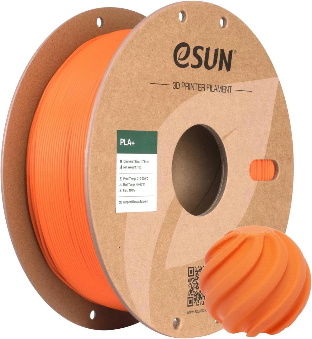 eSUN PLA+ Filament 1.75mm, 3D Printer Filament PLA Plus, Dimensional Accuracy +/- 0.03mm, 1KG Spool (2.2 LBS) 3D Printing Filament for 3D Printers, Orange