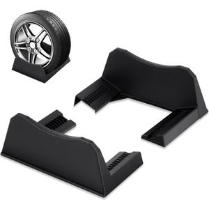 2 Pcs Car Tire Display Stand Wheel Display Rack Adjustable Width Rim Storage Wheel Rim Holder Tyre Stand Base Tire Tray Base for Exhibition Shop Garage Trade Show, Black