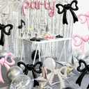 Lidmada 2 Pack Black Bow Birthday Party Decorations Balloons, Bow Themed Decors Foil Balloons for Girls Baby Shower Wedding Bridal Bachelorette Party Supplies