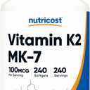 Nutricost Vitamin K2 MK-7 100 mcg, 240 Softgels - Gluten Free and Non-GMO MK7