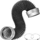 5FT Dryer Vent Hose 4 Inch, 6-Layer Heavy Duty Aluminum Flexible Dryer Duct with Rubber Seal Connectors, Easy-Install Heat Resistant Dryer Exhaust Hose for Tight Spaces, Universal Dryer Hose Vent Kit