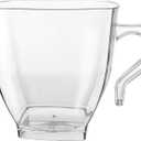Elegant Clear Square Plastic Coffee Mugs (8 oz., Pack of 8) - Sturdy, Convenient & Stylish Drinkware - Perfect for Celebrations, Home Dining & Gatherings