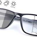YIMI Progressive Photochromic Multifocus Reading Glasses for Men Women Spring Hinge Computer Anti Blue Light UV Sun Readers (Black)