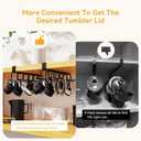 2 x Tumbler Lid Organizer, Space Saving Water Bottle Lid Organizers Under Cabinet Cup Lid Organizers Multi-Purpose Hook for Kitchen Organizer and Storage (Black)