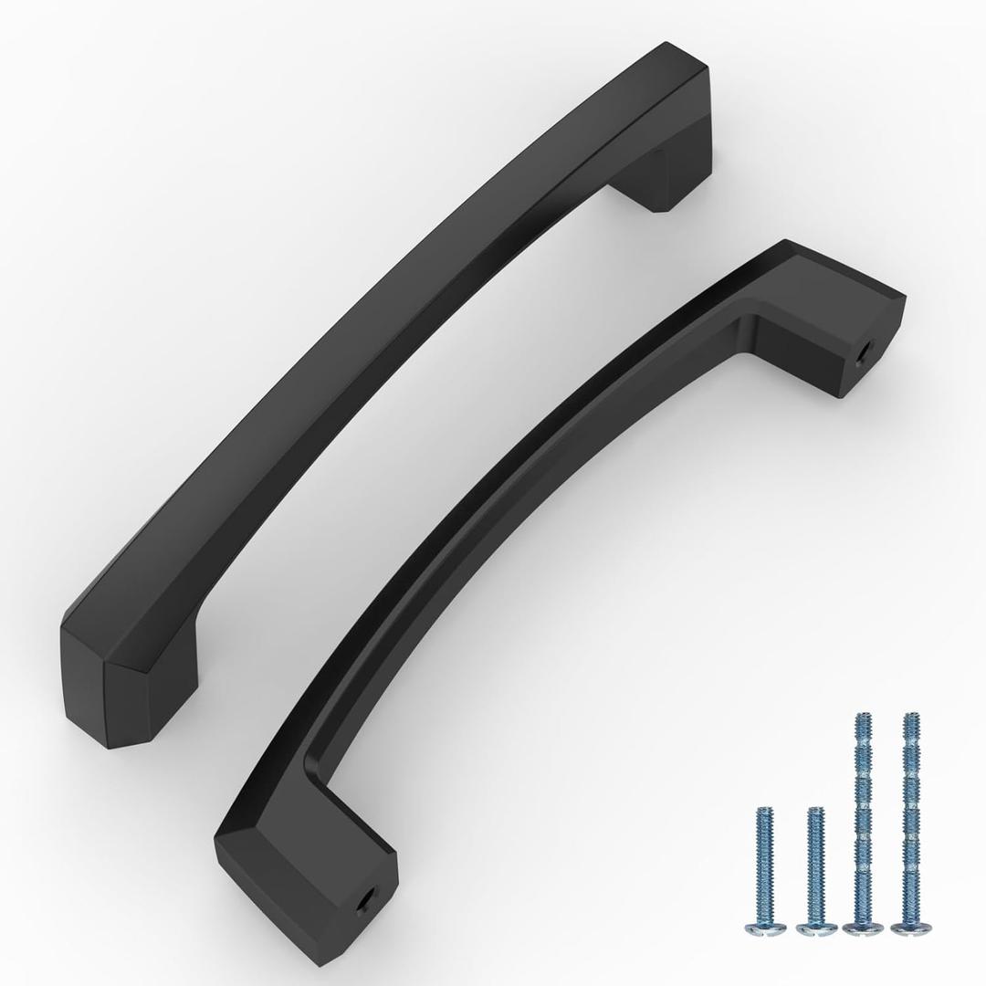 10 Pack 4 Inch(102mm) Kitchen Cabinet Handles Matte Black Cabinet Pulls Kitchen Cabinet Hardware Drawer Pulls for Dresser Cupboard Wardrobe
