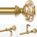 Gold Curtain Rods for Windows 66-120 Inch: 1 Inch Adjustable Acrylic Drapery Rod with Translucent Gold Foil Finials- Single Decorative Curtain Rod for Bedroom & Bathroom Size: 32-117