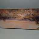Framed Vintage Sunset Landscape Wall Art, Wildflower Meadow Canvas Print, 40"L x 20"W