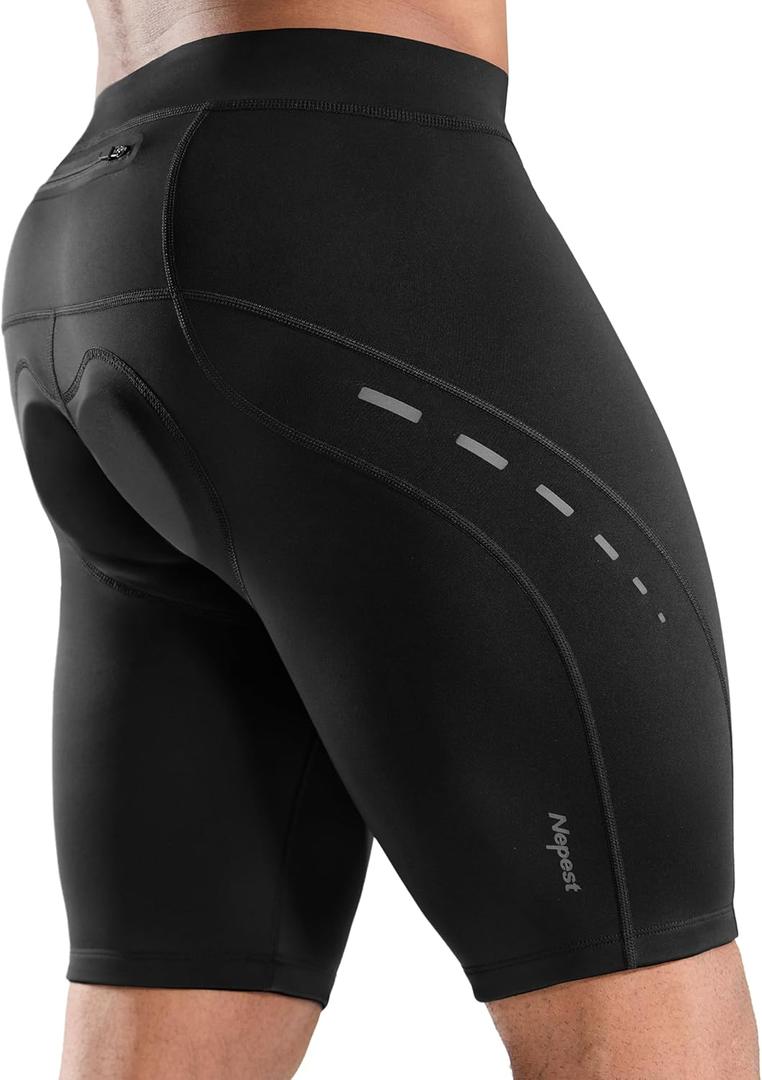 Nepest Men's Bike Shorts 4D Padded Cycling Road Biking Riding Biker Bicycle Mountain Cycle Shorts Zipper Pockets XL